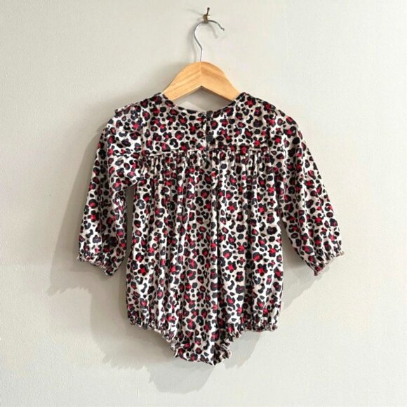 Pink Chicken Baby Girl Long Sleeve Leopard Print Bubble Romper Size 6/12M - Picture 2 of 7